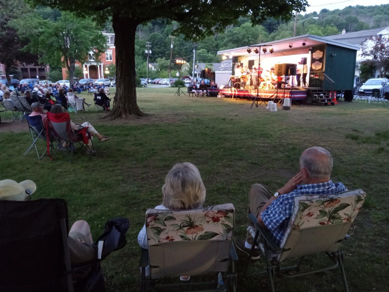 Wayne County Creative Arts Council opens the 57th year since the start of its annual series of concerts in Central Park, Honesdale, on June 10, 2024. There are 14 concert dates scheduled on Monday and Thursday evenings. Admission is free but donations are accepted. Pictured is a July 2023 concert.