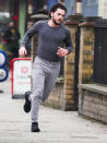 <p>Kit Harington takes a run through his London neighborhood on Wednesday.</p>