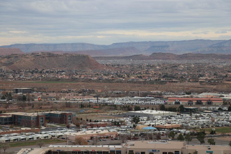 An overview of St. George from the Tech Ridge development in December 2021.