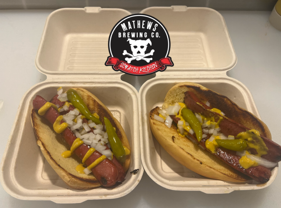 The Wagyu beef hot dog at Mathews Brewing Co. Scratch Kitchen has become an unexpected hit. Mathews Brewing Co. Scratch Kitchen will have their grand opening Friday, Jan. 5.