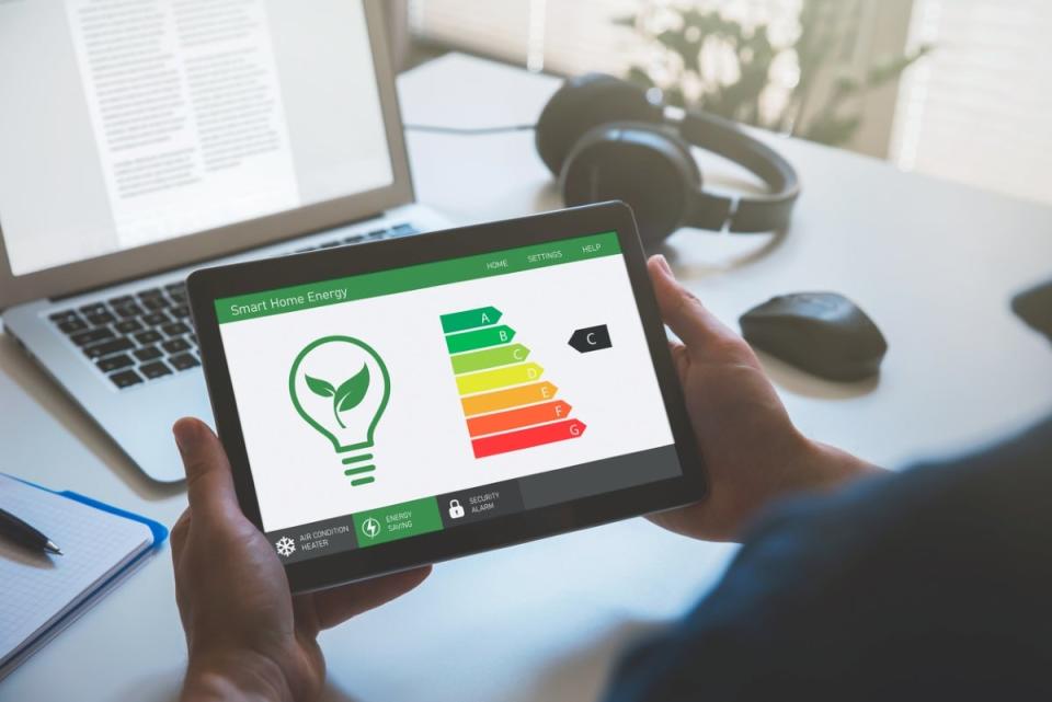 Person looking at home energy measurements