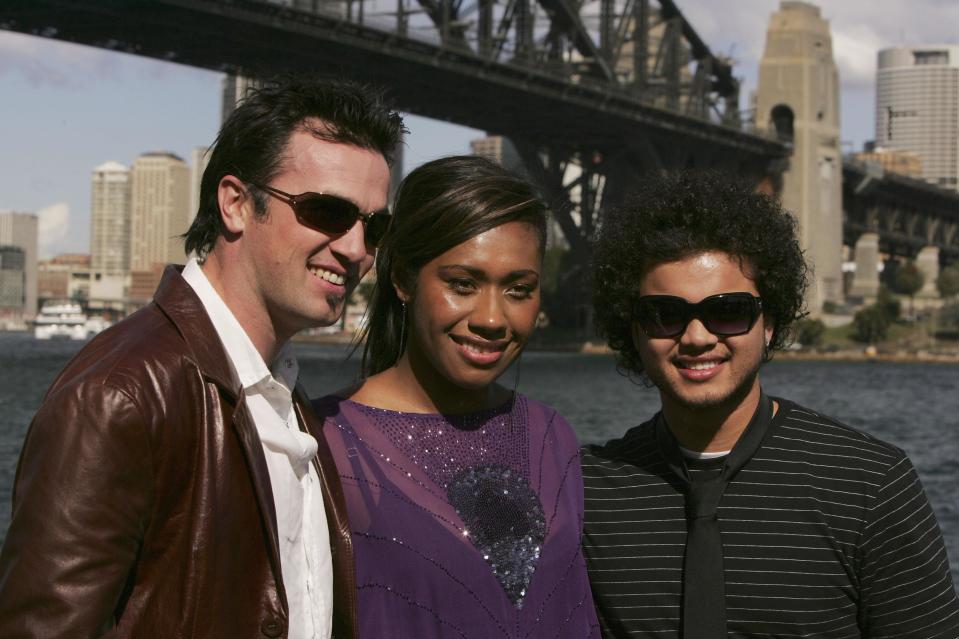 <p>She placed fourth on the reality show - pictured here with winner Guy Sebastian and runner-up Shannon Noll in 2004.</p>