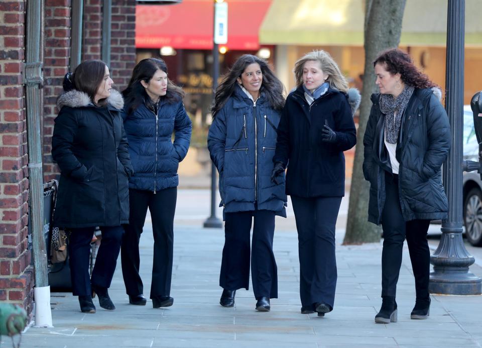 Tracy Jaffe, left, Chief Operating Officer for The Acceleration Project, Laurie Medvinsky, a consultant for the project, Claudia Uribe, Director of Service Delivery, Jane Veron, Chief Executive Officer, and Wendy Gendel, a consultant, in downtown Scarsdale Feb. 26, 2019. (Photo: Seth Harrison/The Journal News)