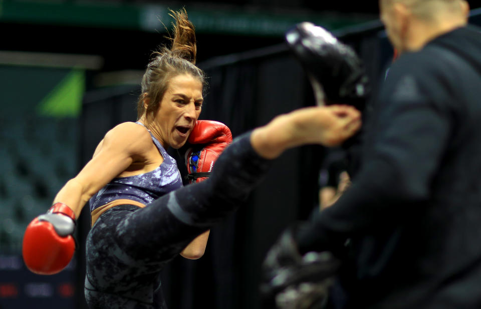 TAMPA, FLORIDA - OCTOBER 09: Joanna Jedrzejczyk works out ahead of a fight against Michelle Waterson  on October 12th at Yuengling Center on October 09, 2019 in Tampa, Florida. (Photo by Mike Ehrmann/Zuffa LLC/Zuffa LLC)