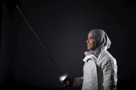 U.S. Olympic team fencer Ibtihaj Muhammad poses for a portrait at the U.S. Olympic Committee Media Summit in Beverly Hills, Los Angeles, California, March 9, 2016. REUTERS/Lucy Nicholson