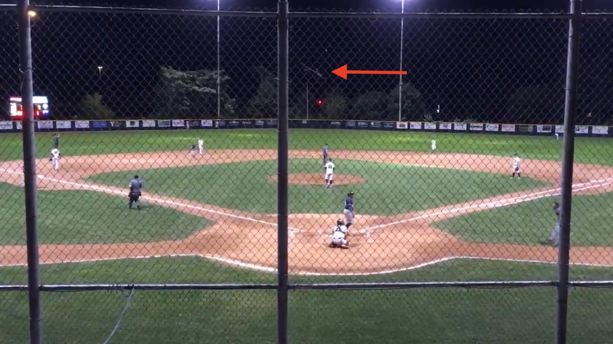 This bat flip from Starlin Rodriguez of the Barrie Baycats is truly incredible. (Twitter)