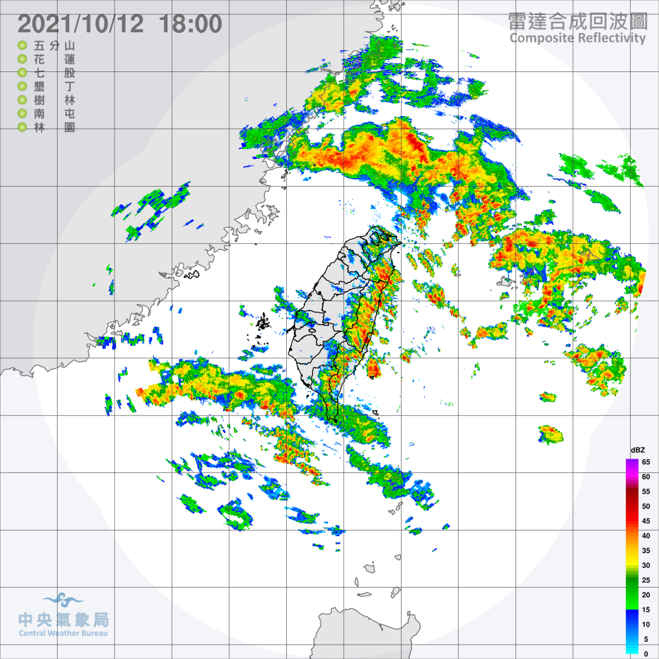 雷達合成回波圖。（圖／翻攝自中央氣象局）