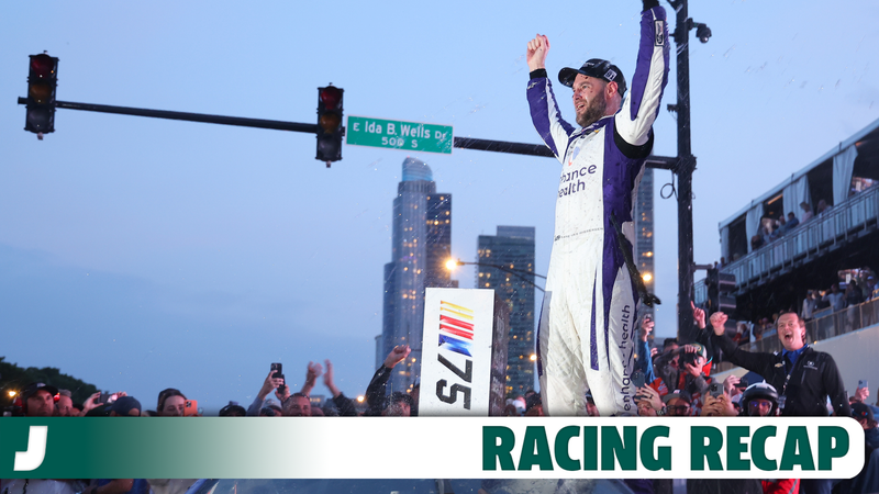 Shane Van Gisbergen, driver of the #91 Enhance Health Chevrolet, celebrates in victory lane after winning the NASCAR Cup Series Grant Park 220 at the Chicago Street Course