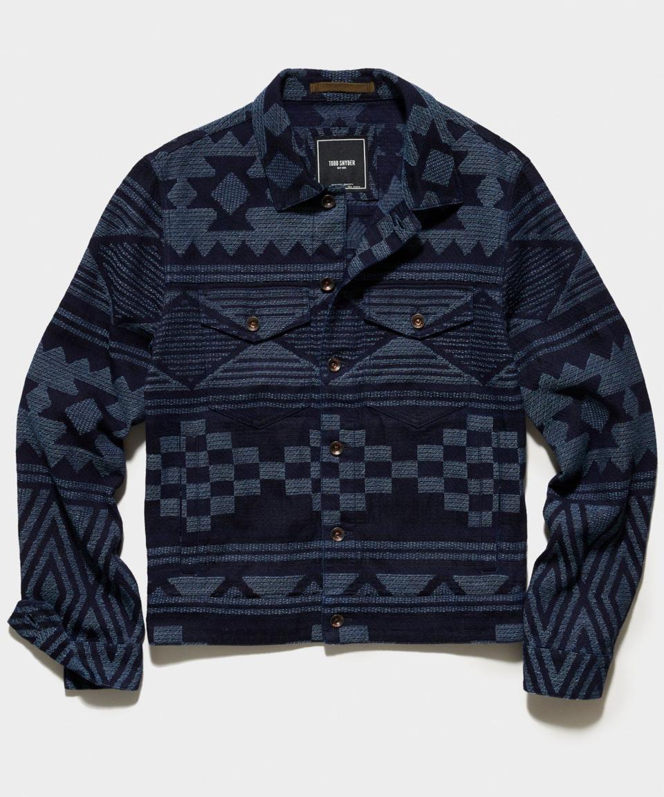 Japanese Jacquard Dylan Jacket in Indigo