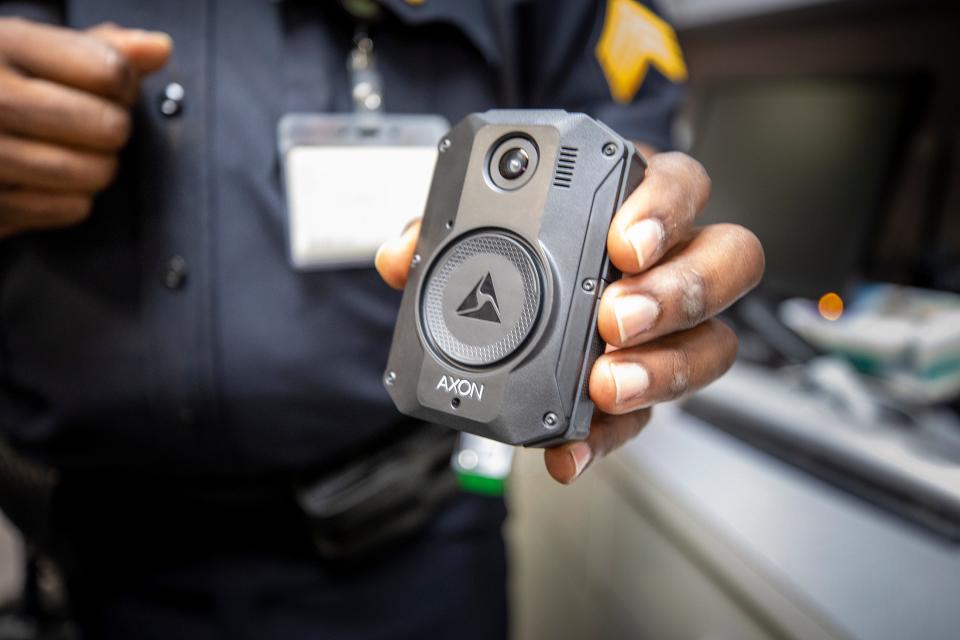 An Axon body camera similar to the ones that will be worn by Worcester police starting Feb. 27.