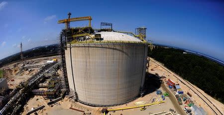 FILE PHOTO: A general view shows the construction site of Poland's first liquefied natural gas (LNG) terminal, in the Baltic port of Swinoujscie July 23, 2014. Picture taken July 23, 2014. REUTERS/Filip Klimaszewski/File Photo