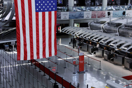 A sign for Turkish Airlines stands near the counters inside of JFK International Airport in New York, U.S., March 21, 2017. REUTERS/Lucas Jackson