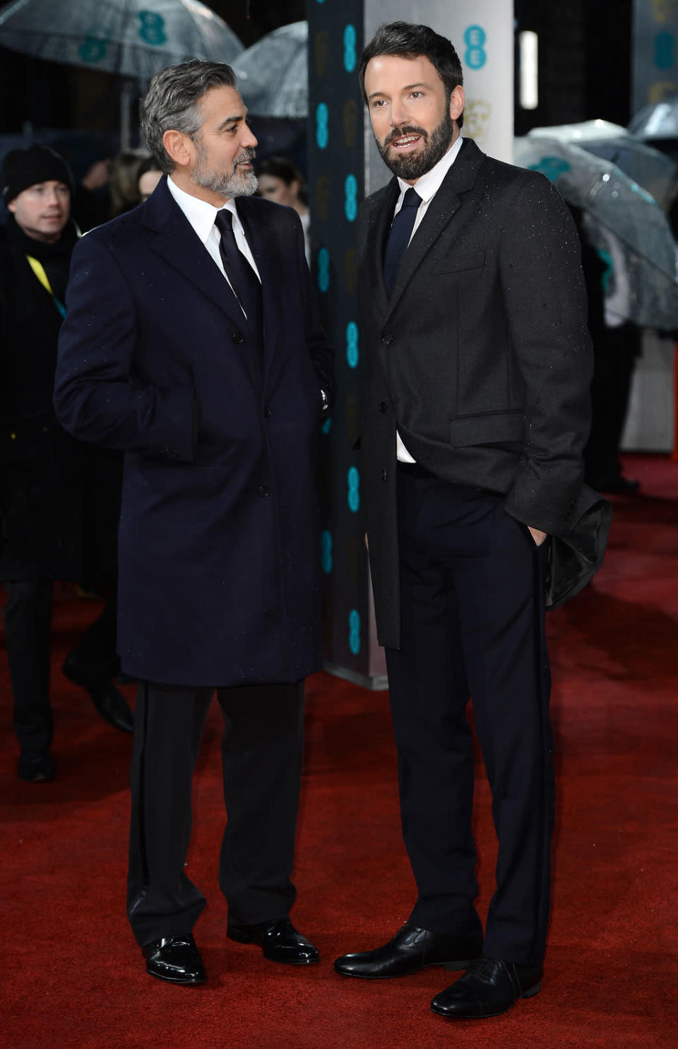 George Clooney and Ben Affleck attend the EE British Academy Film Awards at The Royal Opera House on February 10, 2013 in London, England. (Photo by Ian Gavan/Getty Images)