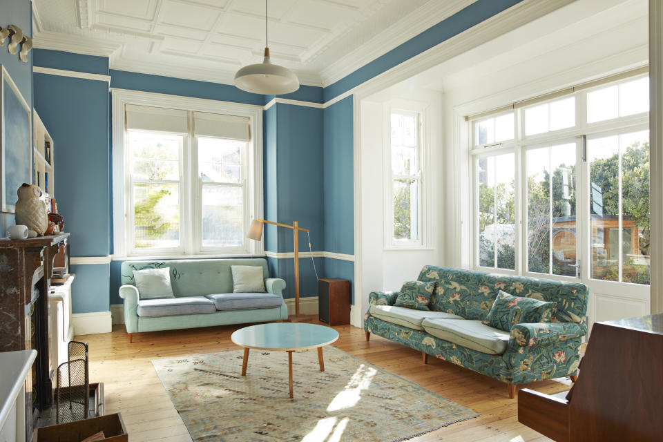 Sofas and coffee table in living room at home