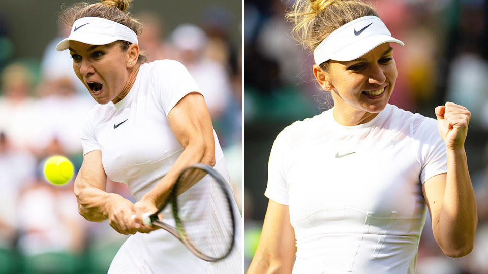 Simona Halep extended her unbeaten run at Wimbledon to 11 matches in a streak that dates back to 2018. Pic: Getty