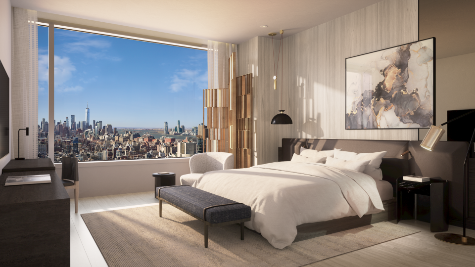 A scenic bedroom at the Ritz-Carlton Residences, coming to New York.