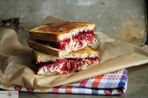 <strong>Get the <a href="http://heatherchristo.com/cooks/2012/11/21/roasted-turkey-cranberry-and-brie-grilled-cheese/" target="_blank">Roasted Turkey Cranberry And Brie Sandwich recipe</a> from Heather Christo</strong> 