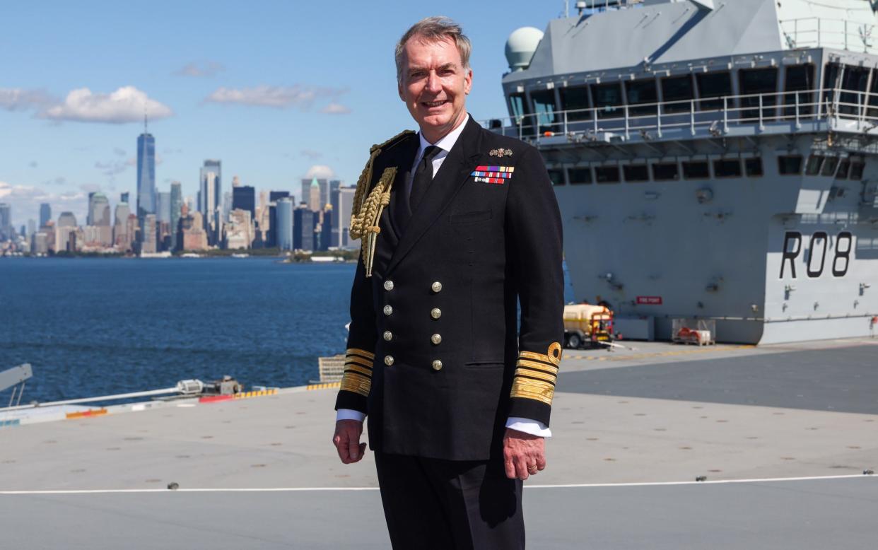 Adml Sir Tony Radakin on board HMS Queen Elizabeth