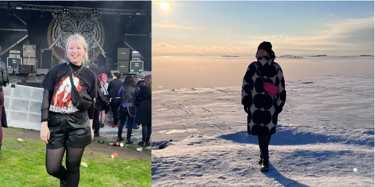 Meschberger bei einem Konzert in Helsinki (links) und bei einem Besuch in Suomenlinna, einer Seefestung in Finnland (rechts). - Copyright: Seraphine Meschberger, privat