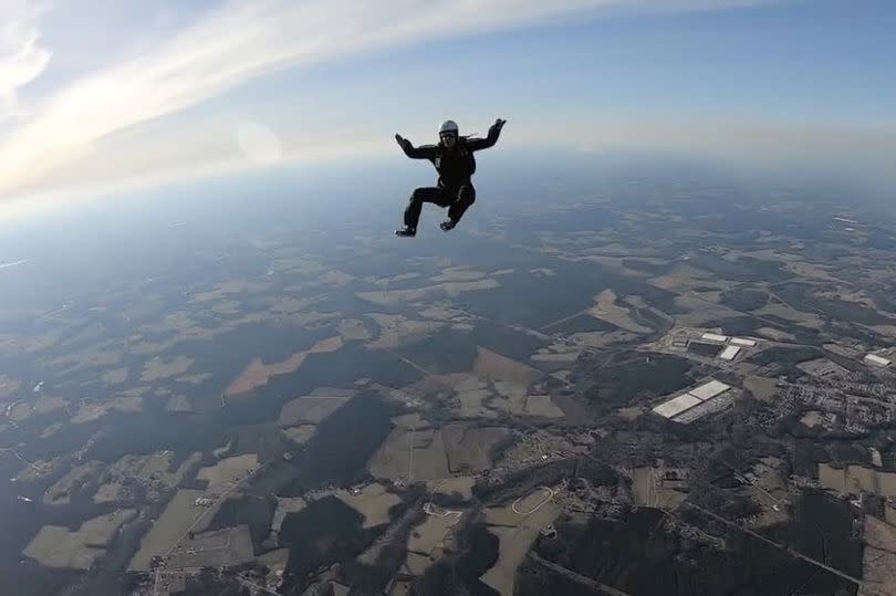 Jordan on another skydiving adventure