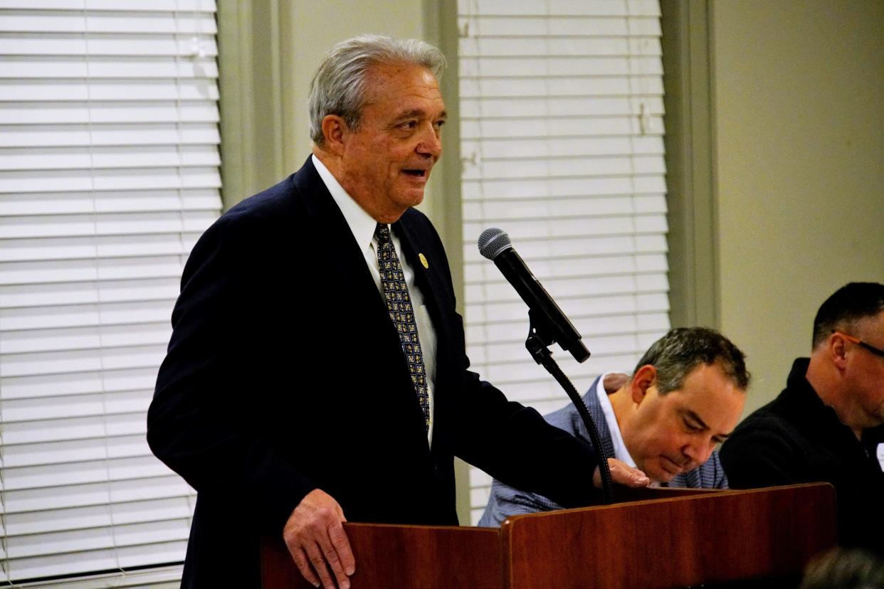 State Rep. Richard Brown spoke at the Franklin County Democratic Party Executive Committee meeting in January before the committee voted to endorse him for Franklin County Common Pleas Court judge over his challenger, Stephanie Hanna, a Democrat who previously ran for judge as a Republican.