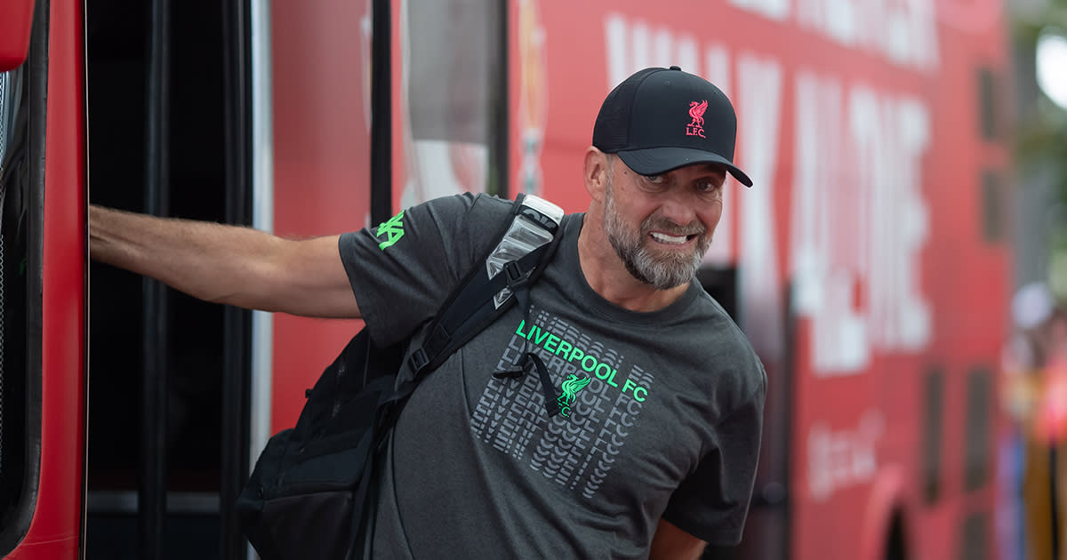  Liverpool manager Jurgen Klopp arrives at the Ritz-Carlton Hotel for the Singapore Festival of Football on July 28, 2023 in Singapore. 