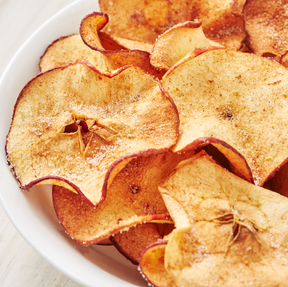 <p>No need for a food dehydrator! Turn autumn's freshest fruit into a crunchy snack with your air fryer.</p><p><em><a href="https://www.delish.com/cooking/recipe-ideas/recipes/a55596/healthy-apple-chips-recipe/" rel="nofollow noopener" target="_blank" data-ylk="slk:Get the recipe from Delish »;elm:context_link;itc:0;sec:content-canvas" class="link ">Get the recipe from Delish »</a></em></p>