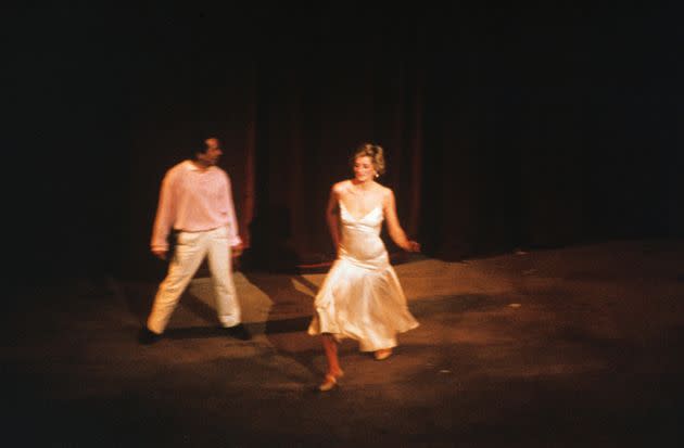 Princess Diana dancing with Wayne Sleep at the Friends of Covent Garden Gala in London, 1985.