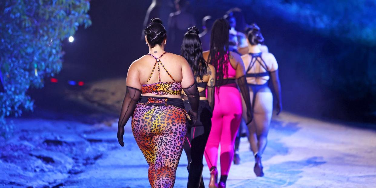 simi valley, california   november 02 l r in this image released on november 2, minami gessel, gabriette bechtel, aida osman, and vanessa romo are seen during rihannas savage x fenty show vol 4 presented by prime video in simi valley, california and broadcast on november 9, 2022 photo by matt winkelmeyergetty images for rihannas savage x fenty show vol 4 presented by prime video