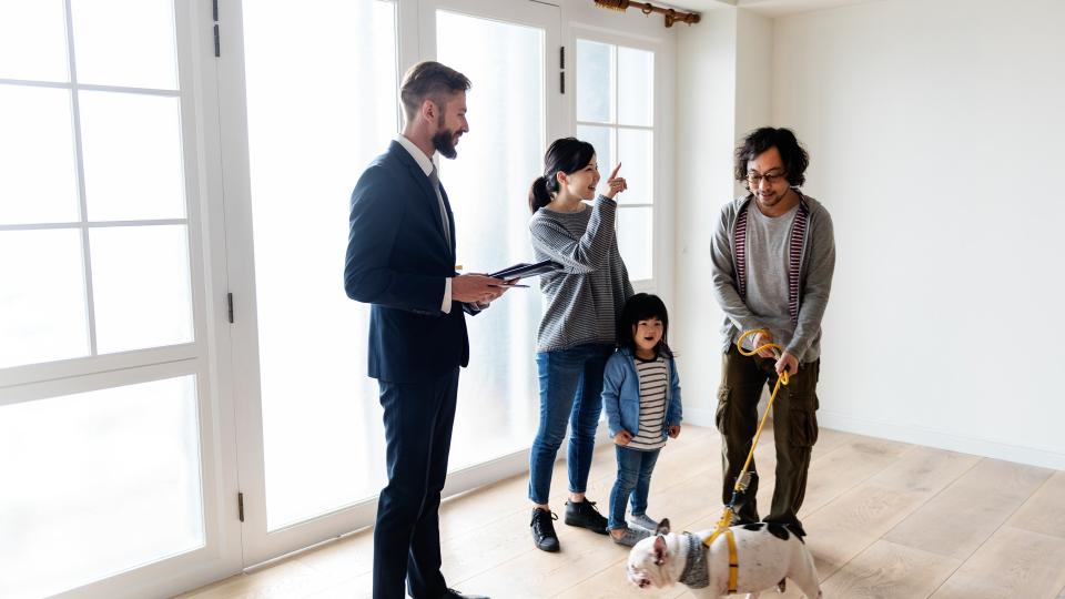 Asian family buy new house.