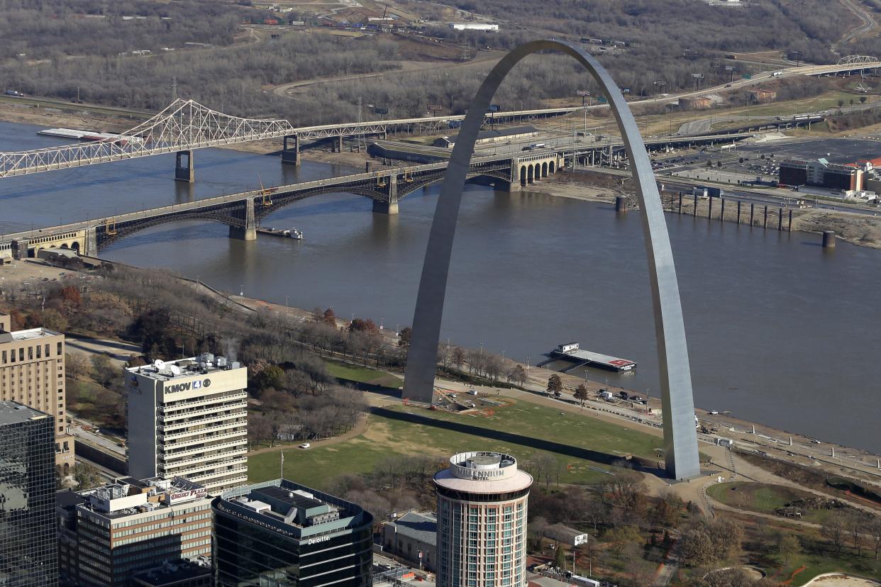 Drawing about 2.5 million people annually, the Gateway Arch along the Mississippi River's western bank in St. Louis was completed 50 years ago and opened to visitors in 1967.