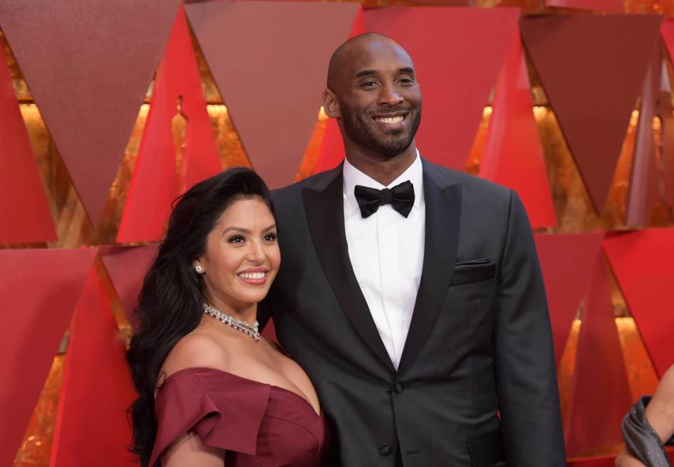 FILE - In this March 4, 2018, file photo, Vanessa Bryant, left, and Kobe Bryant arrive at the Oscars in Los Angeles. (Photo by Richard Shotwell/Invision/AP, File)