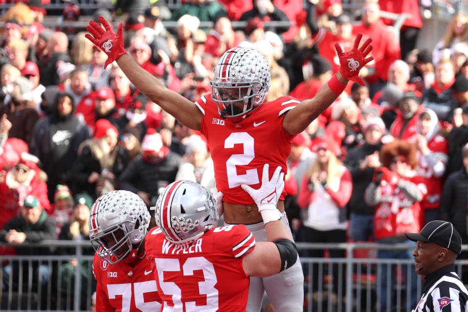 The Saints coveted WR Chris Olave (2) in the 2022 NFL draft. (Photo by Gregory Shamus/Getty Images)