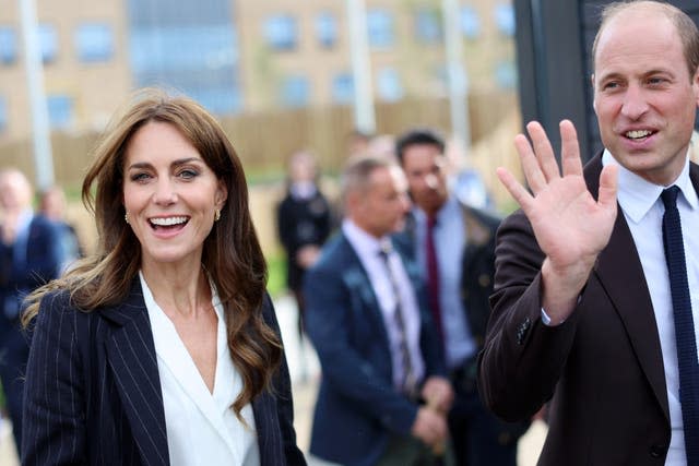 The Prince and Princess of Wales during a visit to Fitzalan High School in Cardiff 