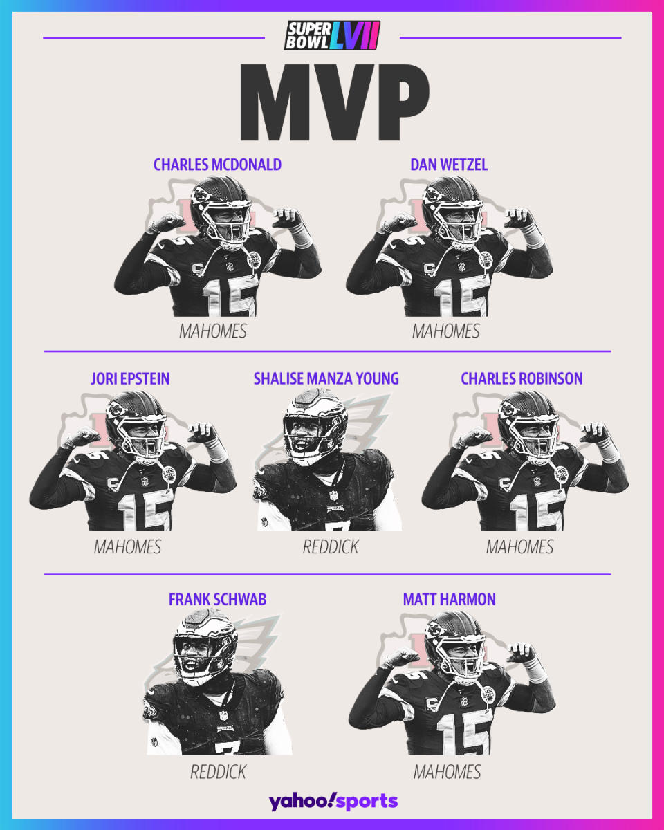 Here are Yahoo Sports' predictions for Super Bowl LVII MVP. (Michael Wagstaffe/Yahoo Sports)