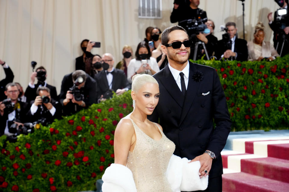 Kim and Pete on the Met Gala stairs