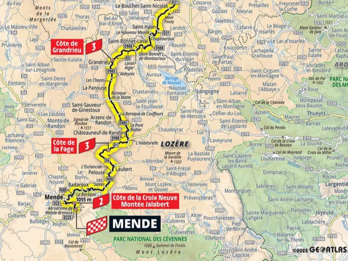 Map of stage 14 of the Tour de France (letour)