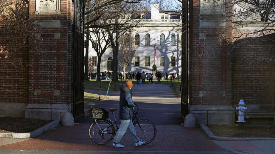 PHOTO: In this Jan. 2, 2024, file photo, the entrance to Harvard Yard is shown in Cambridge, Mass. (Boston Globe via Getty Images, FILE)