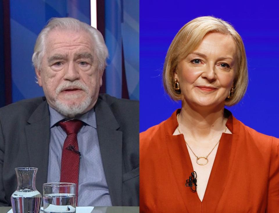 Brian Cox and Liz Truss (BBC One/Getty Images)