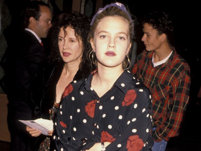 <p>Jim Smeal/Ron Galella Collection/Getty</p> Jaid Barrymore and Drew Barrymore during the "Pacific Heights" Los Angeles Premiere.