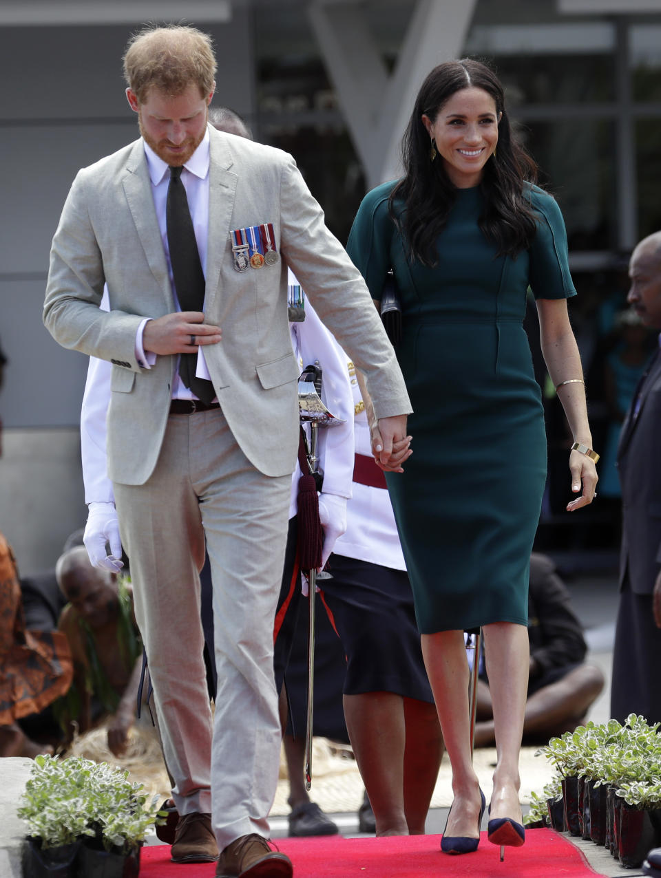 Prince Harry and Meghan Markle have kicked off their third and final day in Fiji during their 16-day royal tour with a visit to the county’s city, Nadi for the unveiling of a statue to a hero sergeant. Photo: AAP