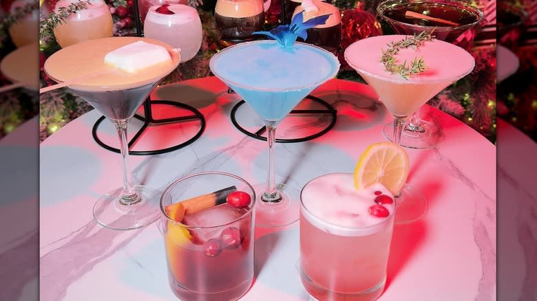 holiday cocktails on table