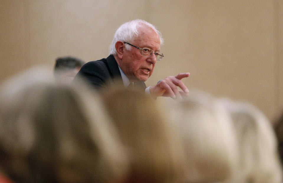 Democratic presidential candidate Sen. Bernie Sanders, I-Vt., speaks at a campaign event Thursday, May 30, 2019, in Henderson, Nev. (AP Photo/John Locher)