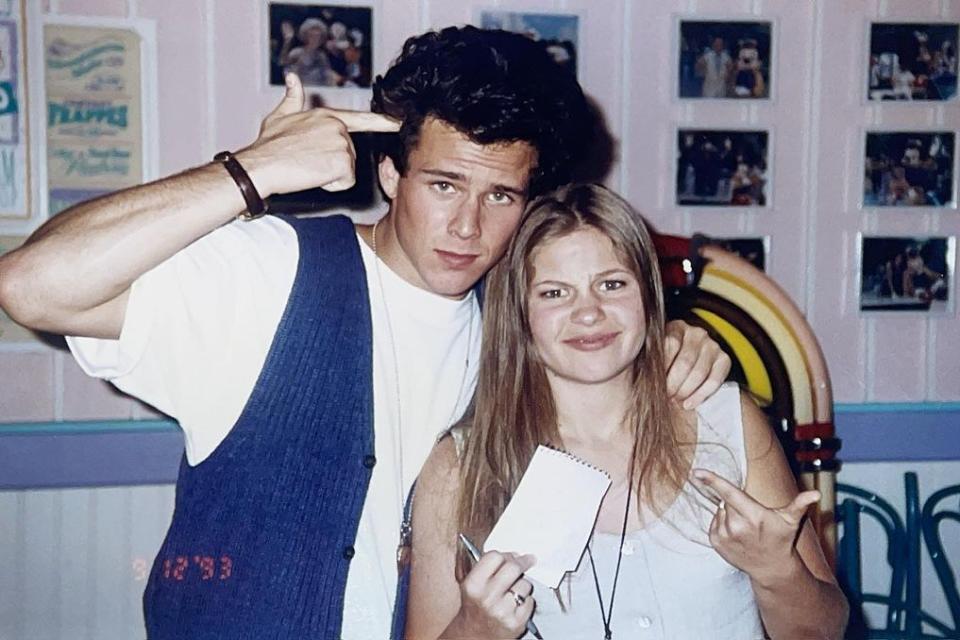 <p>Candace Cameron Bure/ Instagram</p> Candace Cameron Bure and Scott Weinger on the set of 