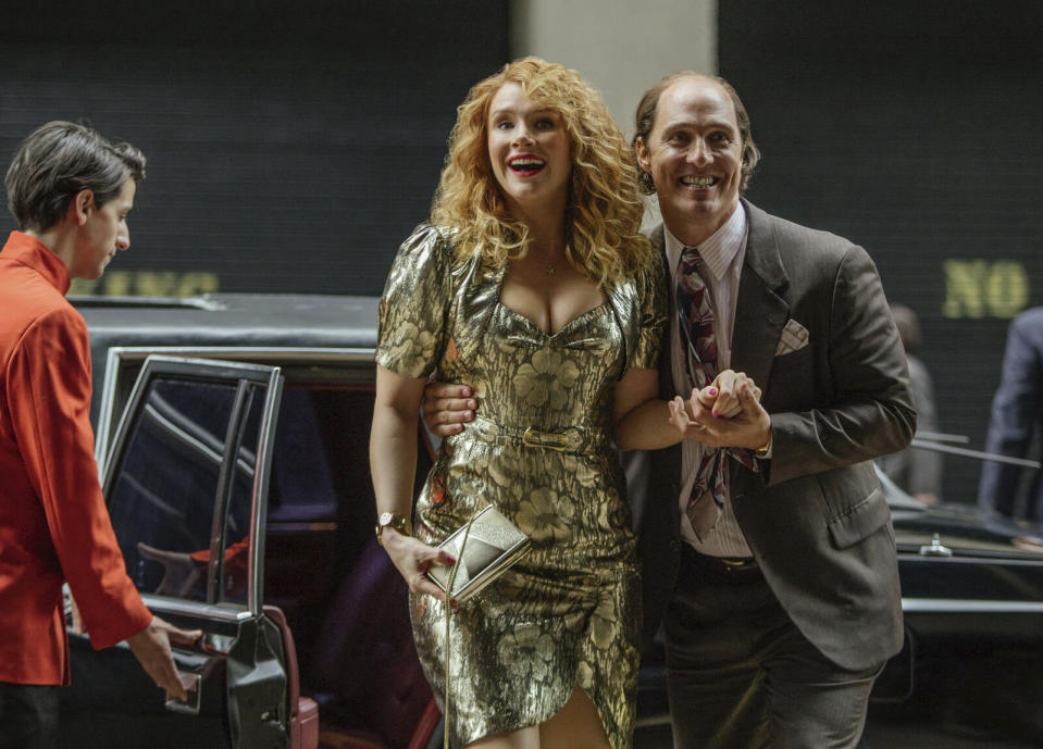 This image released by The Weinstein Company shows Bryce Dallas Howard and Matthew McConaughey, right, in a scene from, "Gold." (The Weinstein Company via AP)
