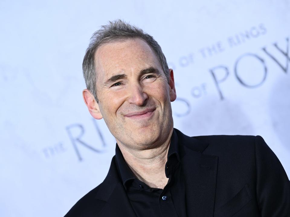 Amazon CEO Andy Jassy arrives at the Los Angeles premiere of the Prime Video series "Lord of the Rings: The Rings of Power" held at The Culver Studios on August 15, 2022 in Los Angeles, California.