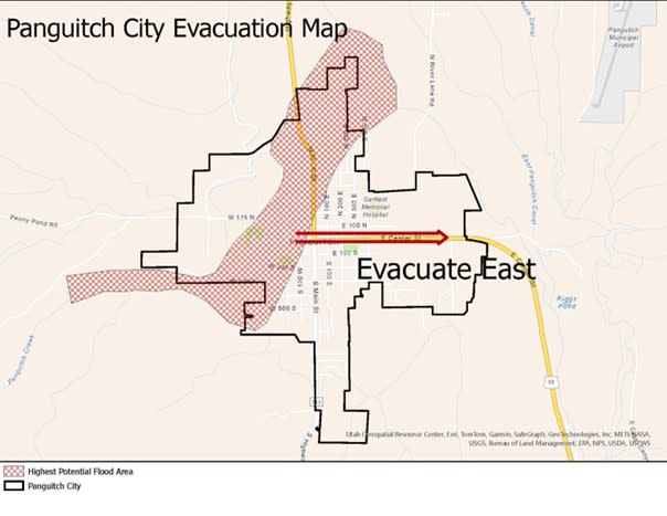 Utah authorities found a large crack on the Panguitch Lake Dam Monday, April 10. Authorities are releasing evacuation information as a precaution, but the city is not currently under an evacuation order.(Courtesy of the Department of Public Safety)