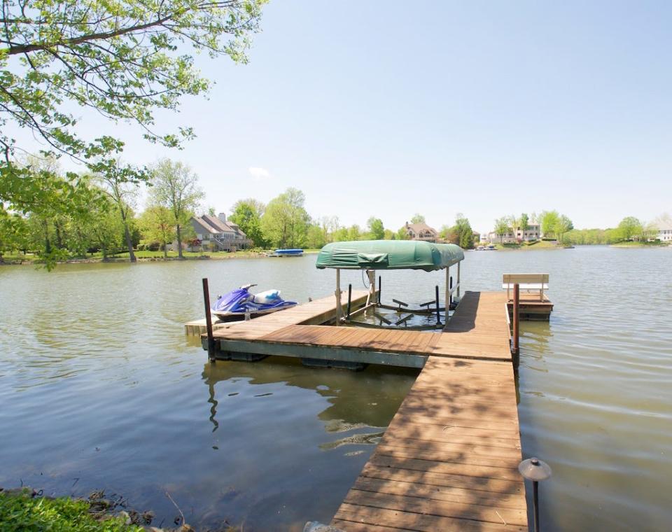 The dock for the home at 9052 Diamond Pointe, which sits on Geist Reservoir.