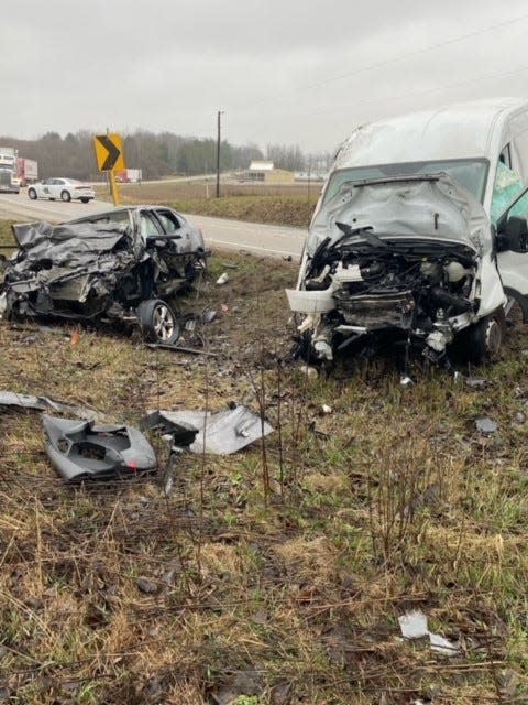An Anderson woman was critically injured Friday afternoon in a two-vehicle accident on U.S. 35 southeast of Muncie.
