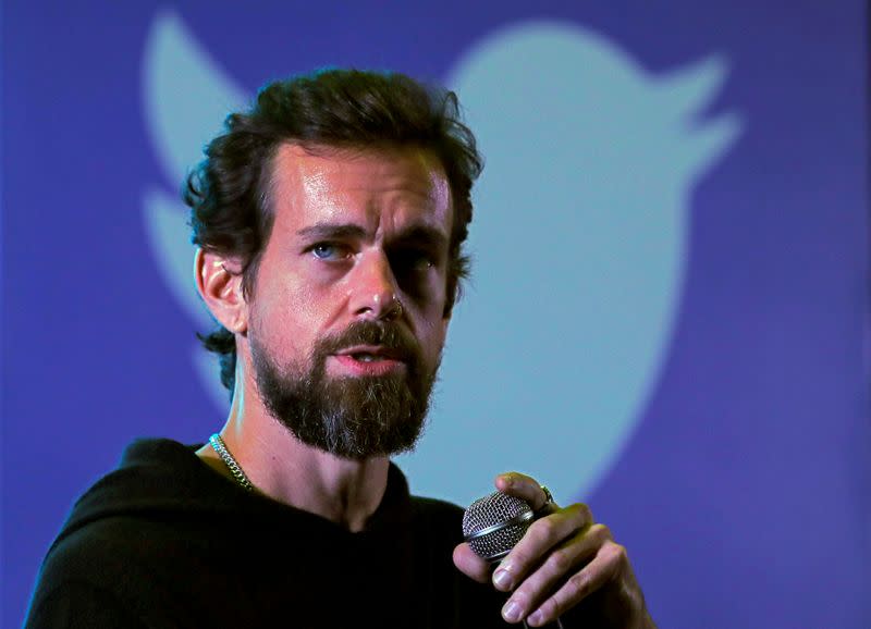 FILE PHOTO: Twitter CEO Jack Dorsey addresses students during a town hall at the Indian Institute of Technology (IIT) in New Delhi